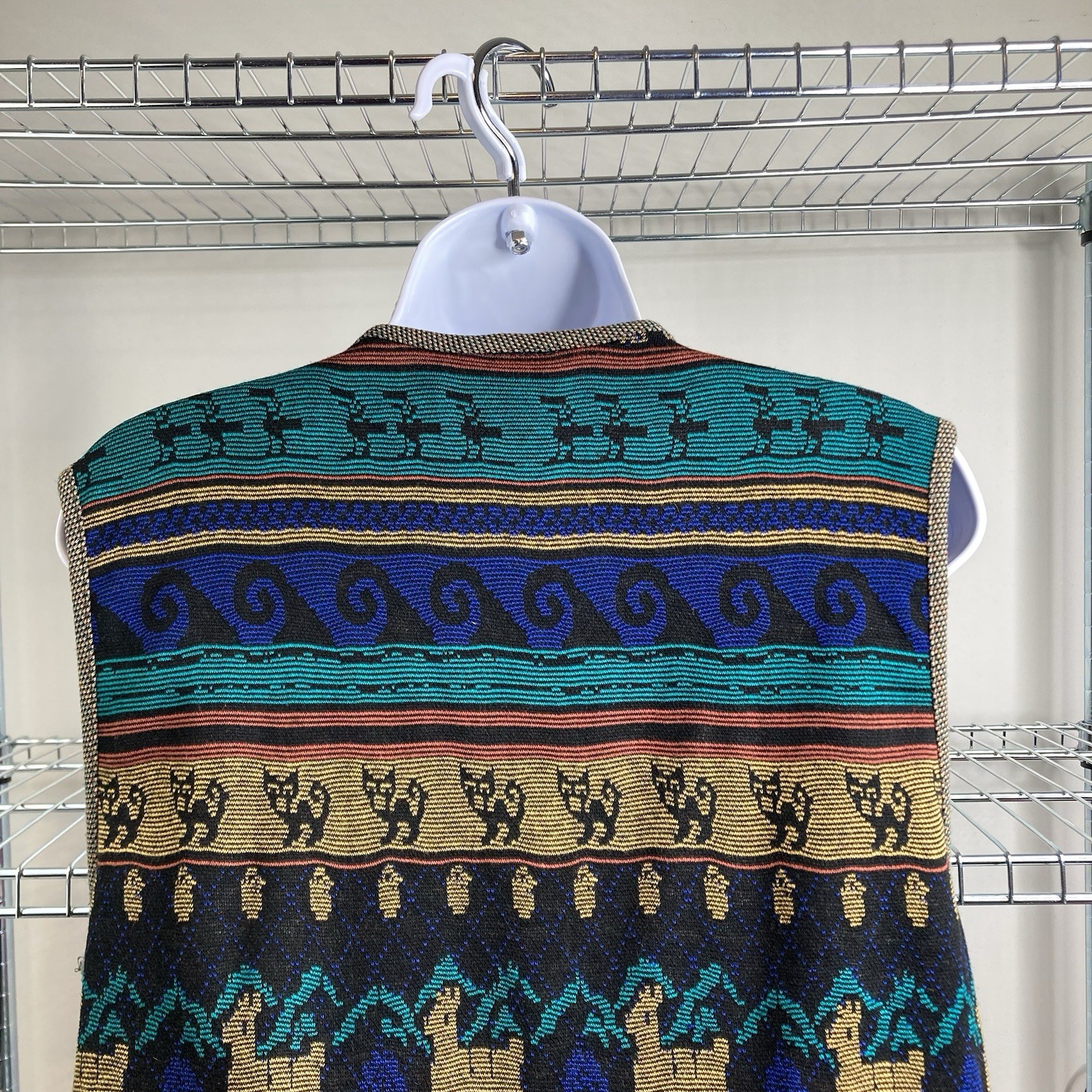 VTG 80s Melrose Knits By Christian De Castelnau Aztec Vest Skirt Set Size S/M