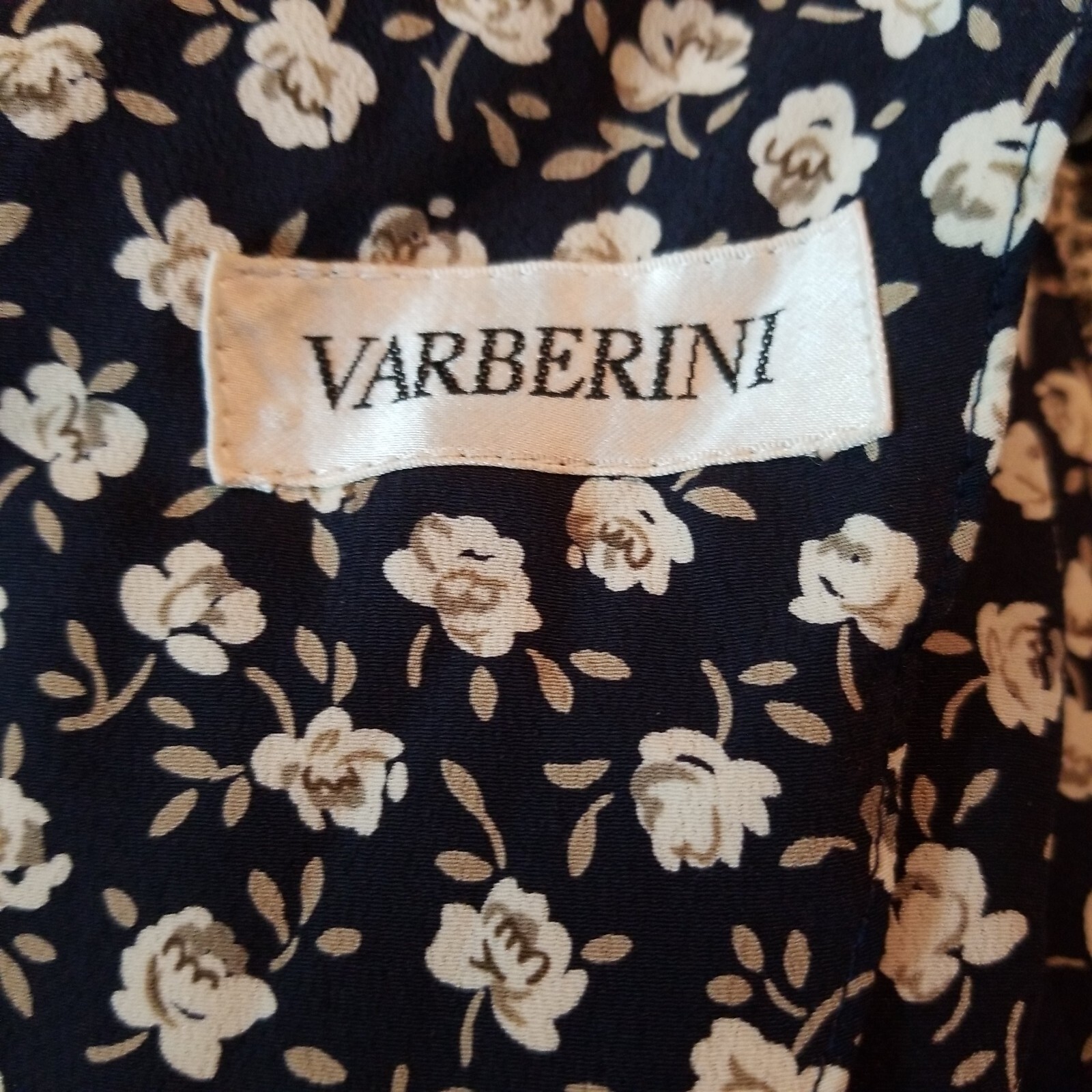 Floral Vintage Dress with Lace Collar Made in Japan Navy Blue