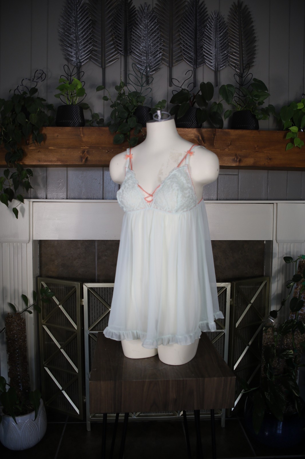 Victoria’s Secret Y2K Vintage Babydoll Light Blue And Coral Sz Large