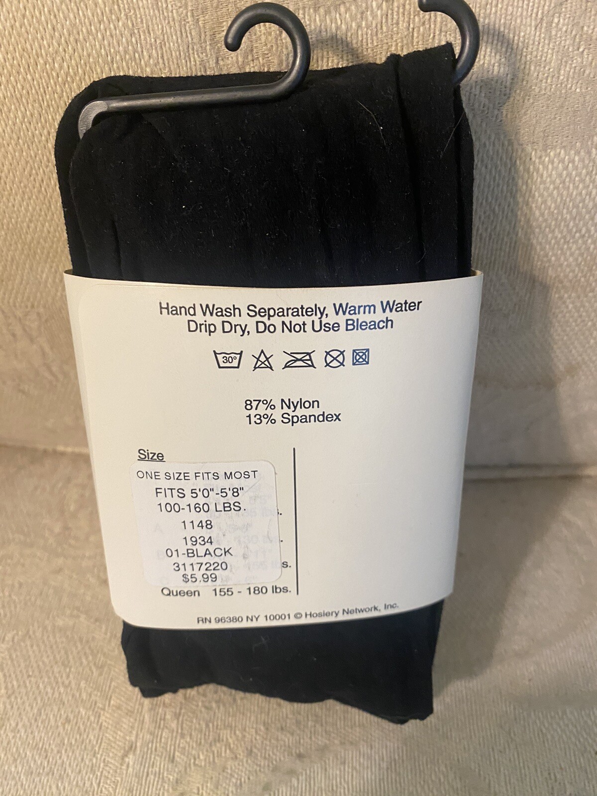 Tights Pantyhose LEG LIFE Vintage Hosiery Black Fits 5′-5’8″ 100-160 lbs