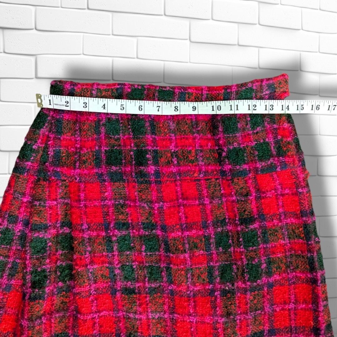 Vintage Ellen Brooke Sportswear Couture Inc 3 Piece Plaid Skirt Suit Boucle Wool