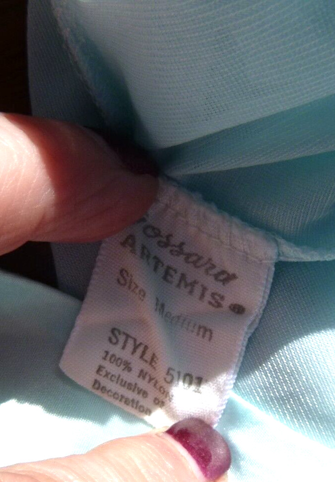 Vtg Gossard Artemis AQUA 2 Layer Chiffon Overlay Short Nightgown Sz M