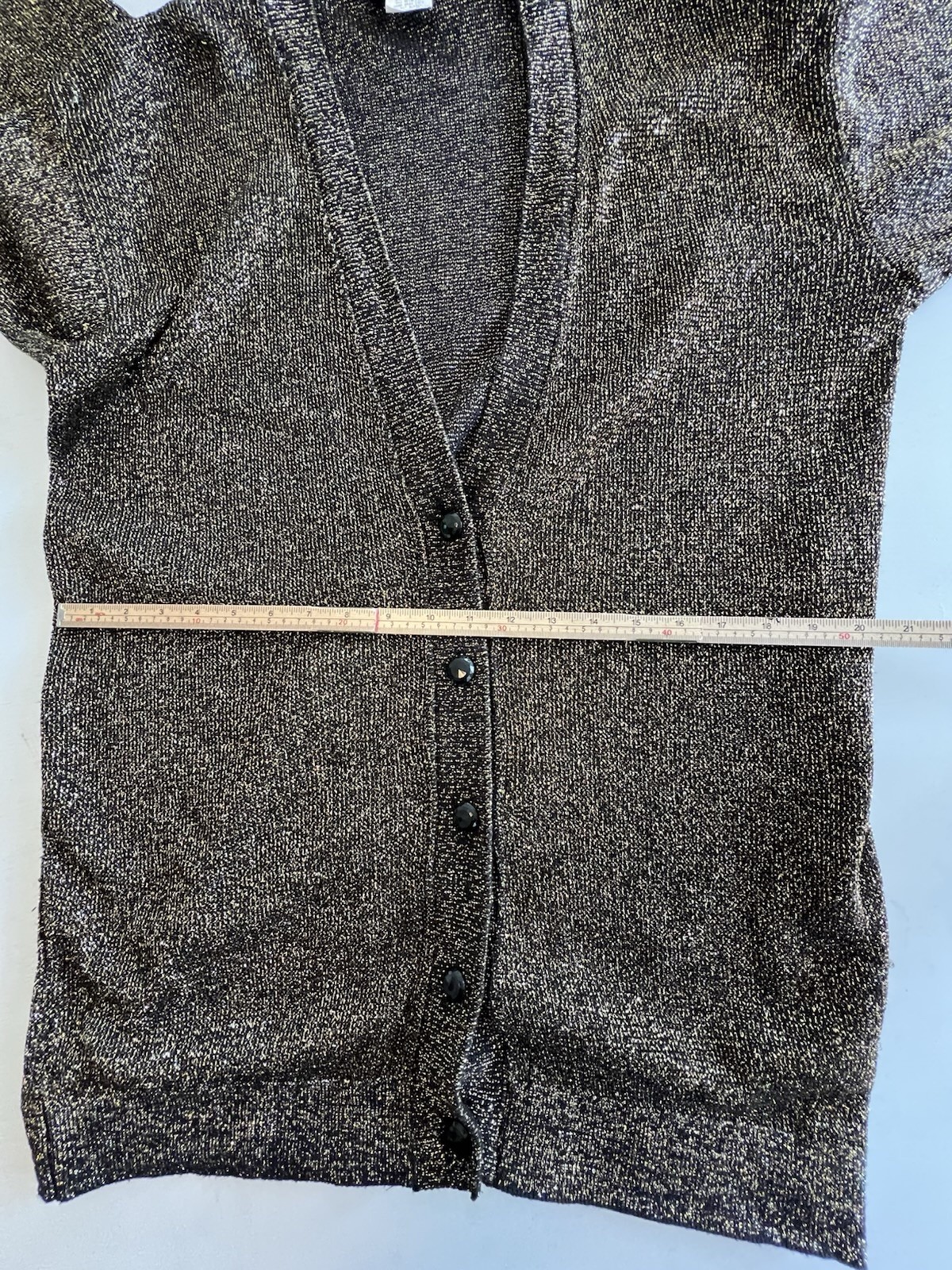 Pierre Cardin Vtg Cardigan Sweater Metallic 33”L Size Large / Medium Made In USA