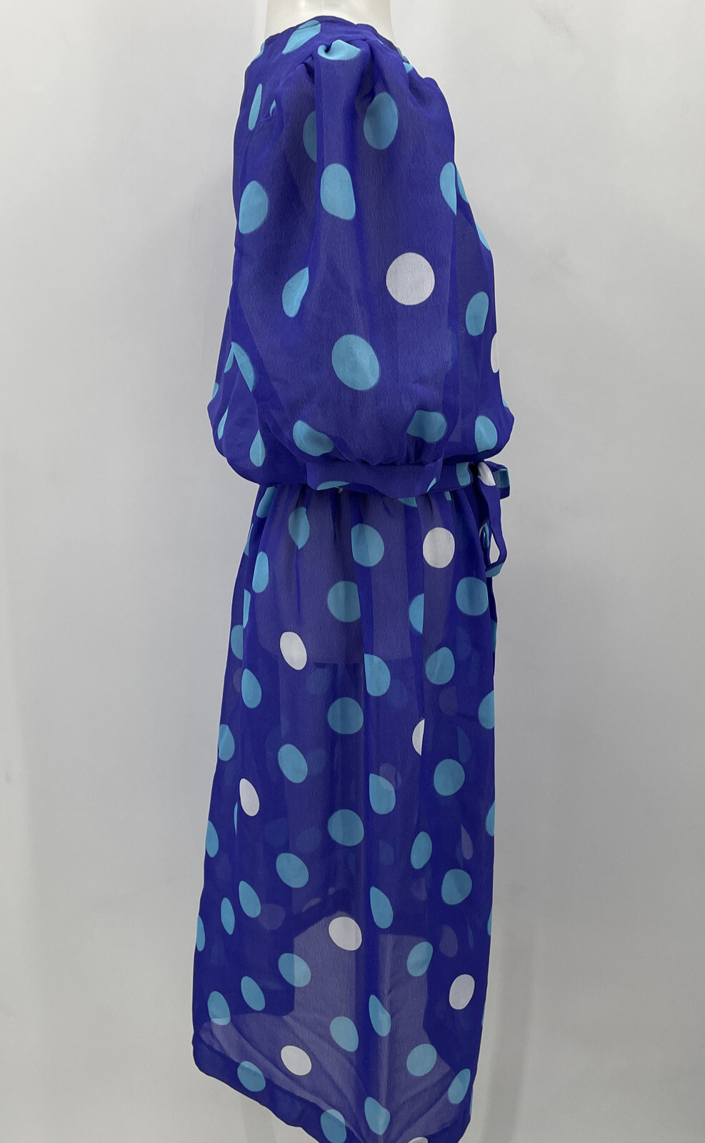 Vintage New Raves Dress Polka Dot Puff Sleeves Totally 80s Rad New Wave Purple