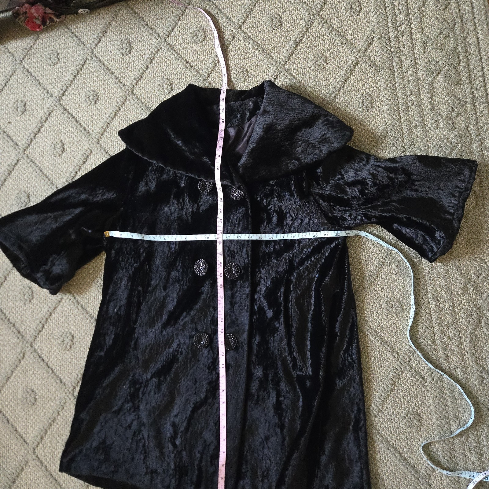 1960s Vintage Swing / Opera Coat Black Faux Fur ILGWU Union Made Double Breasted