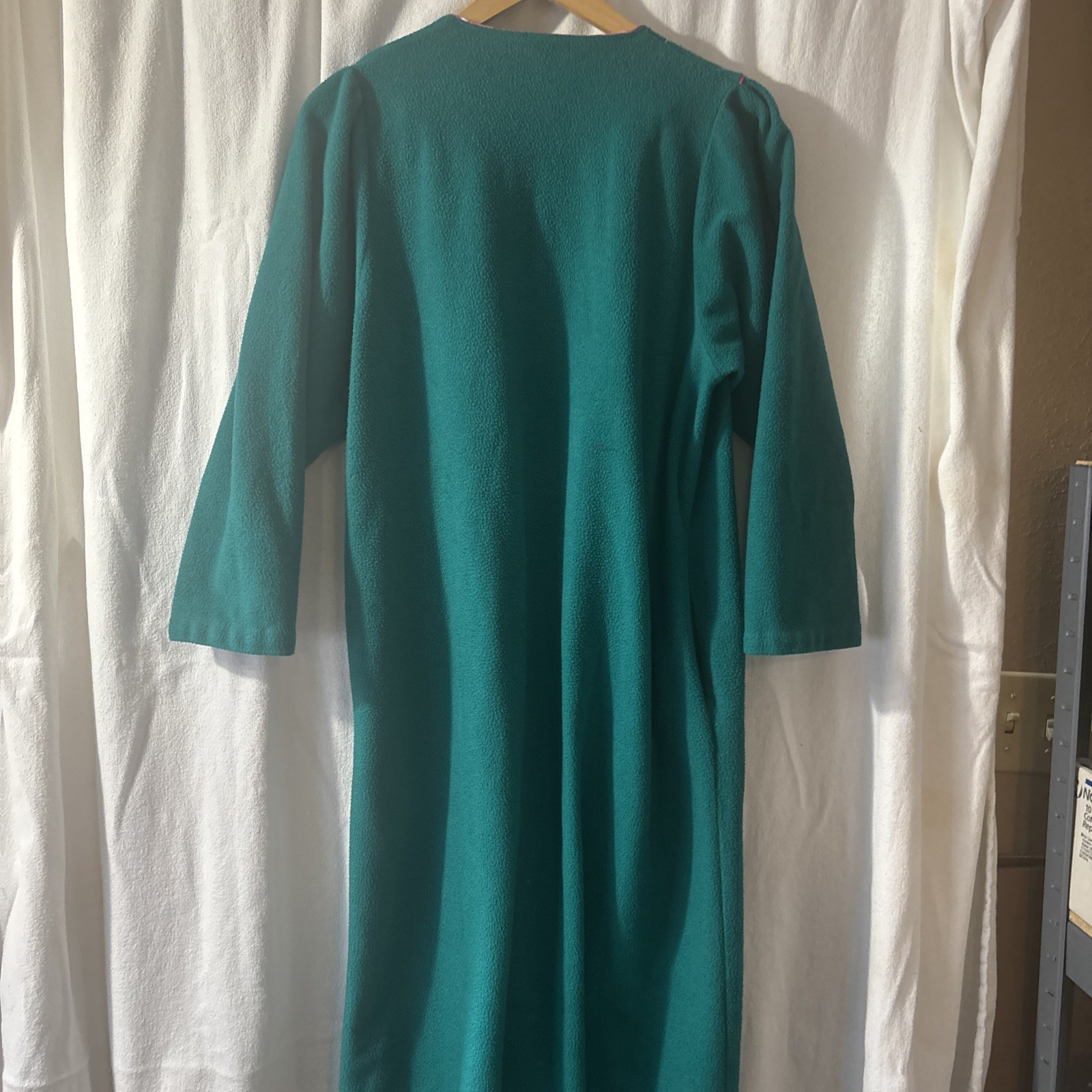 Vintage 60’s/70’s Women’s Emerald Green Fleece Long Bathrobe Grannycore Size M