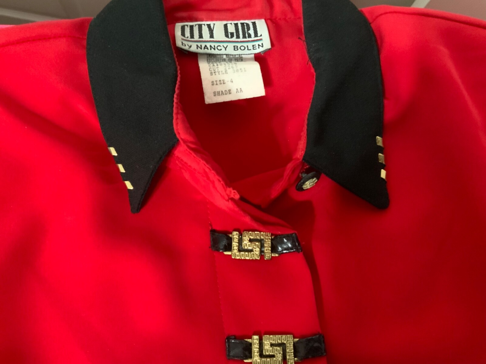 VINTAGE CITY GIRL by NANCY BOLEN RED BLOUSE SIZE 4
