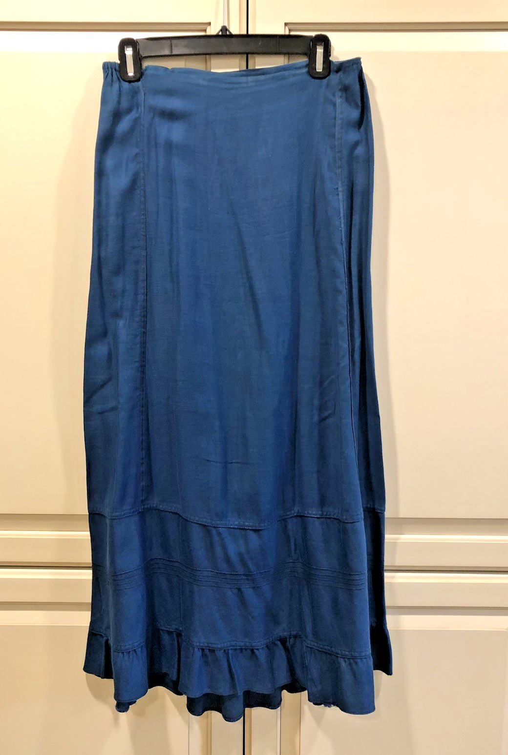 Antique Victorian Eduardian Indigo Blue Tiered Half Slip