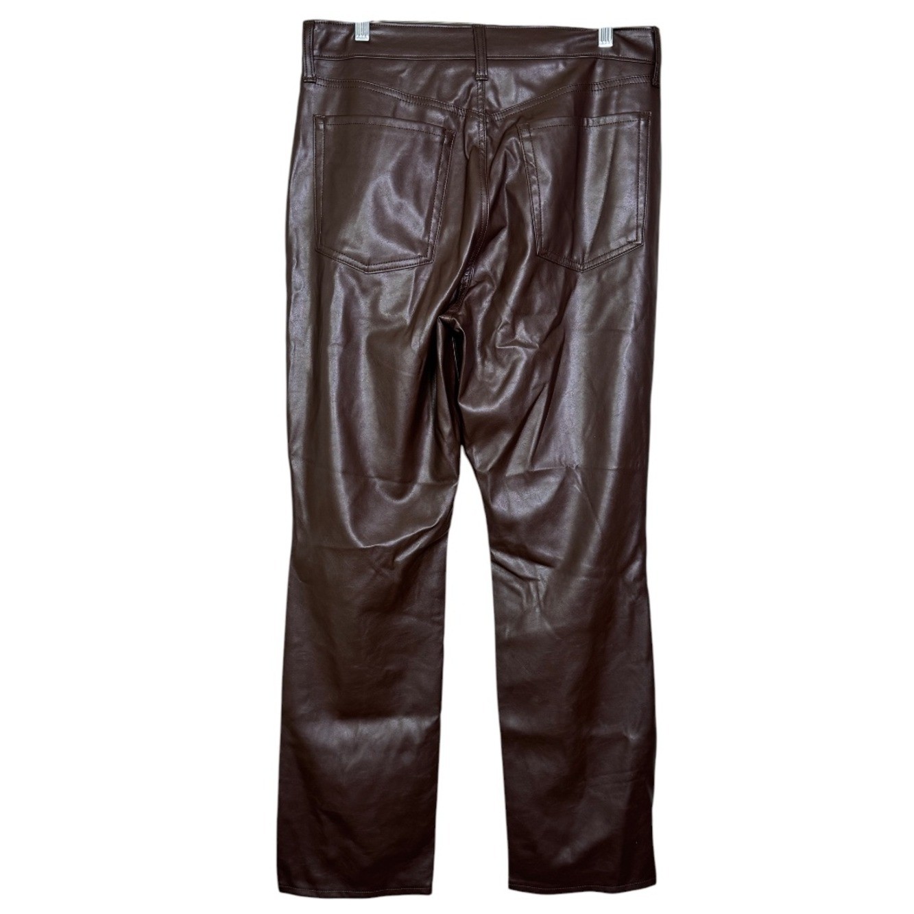 Old Navy Brown High Rise Boot-Cut Faux Leather Pants Sz 12 Tall Y2K Chic Fall