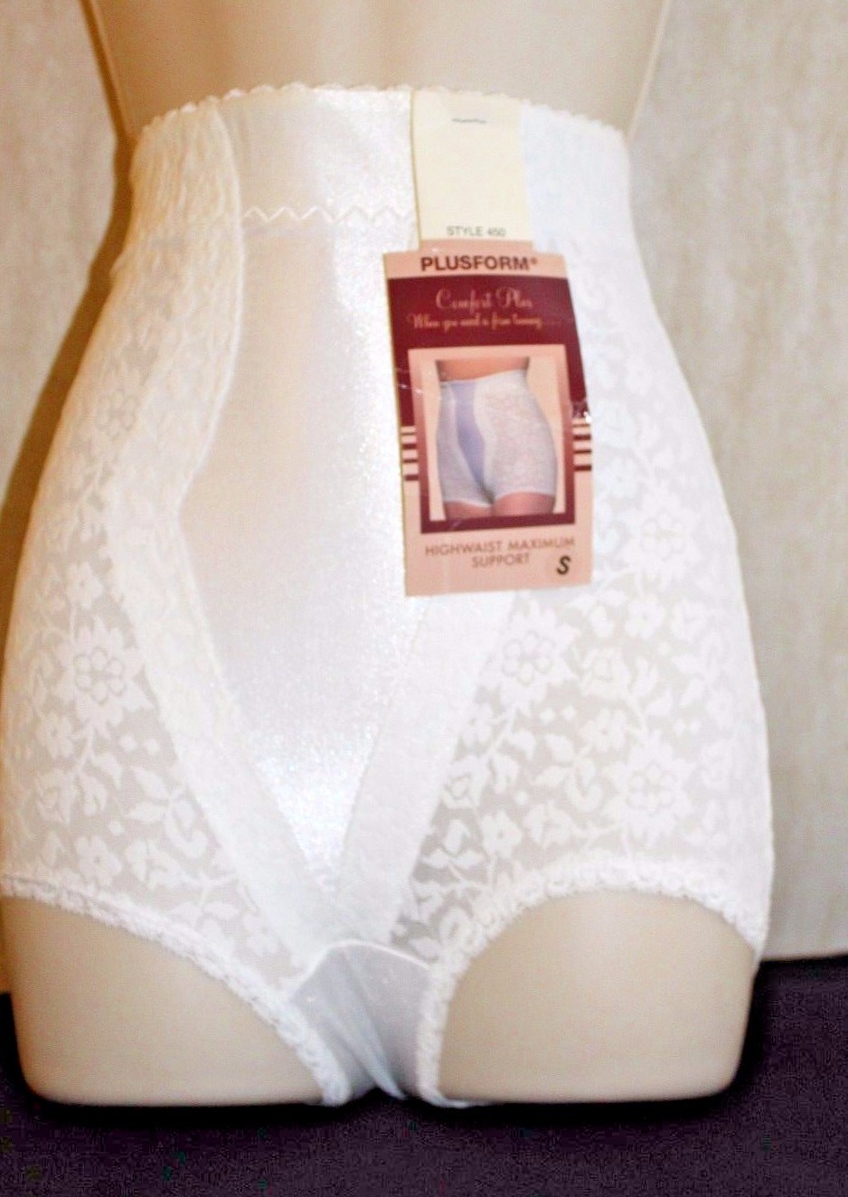 PLUSFORM HIWAIST MAX SUPPORT GIRDLE LACE SIZE SMALL BLUSH STYLE450 MADE IN USA