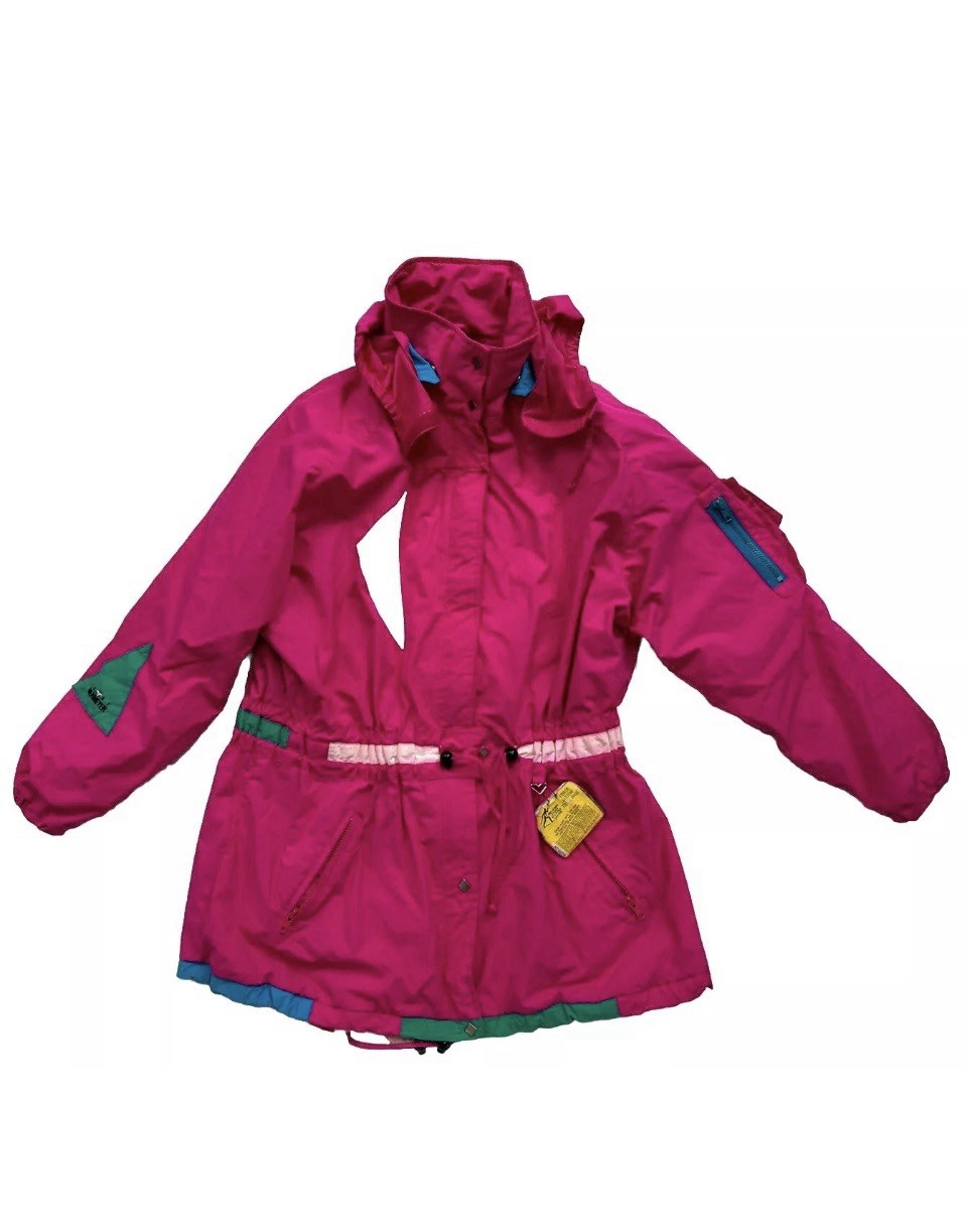 Awesome! VINTAGE Obermeyer Ski Jacket Pink Colorblock 80s Retro Size 10 L/XL