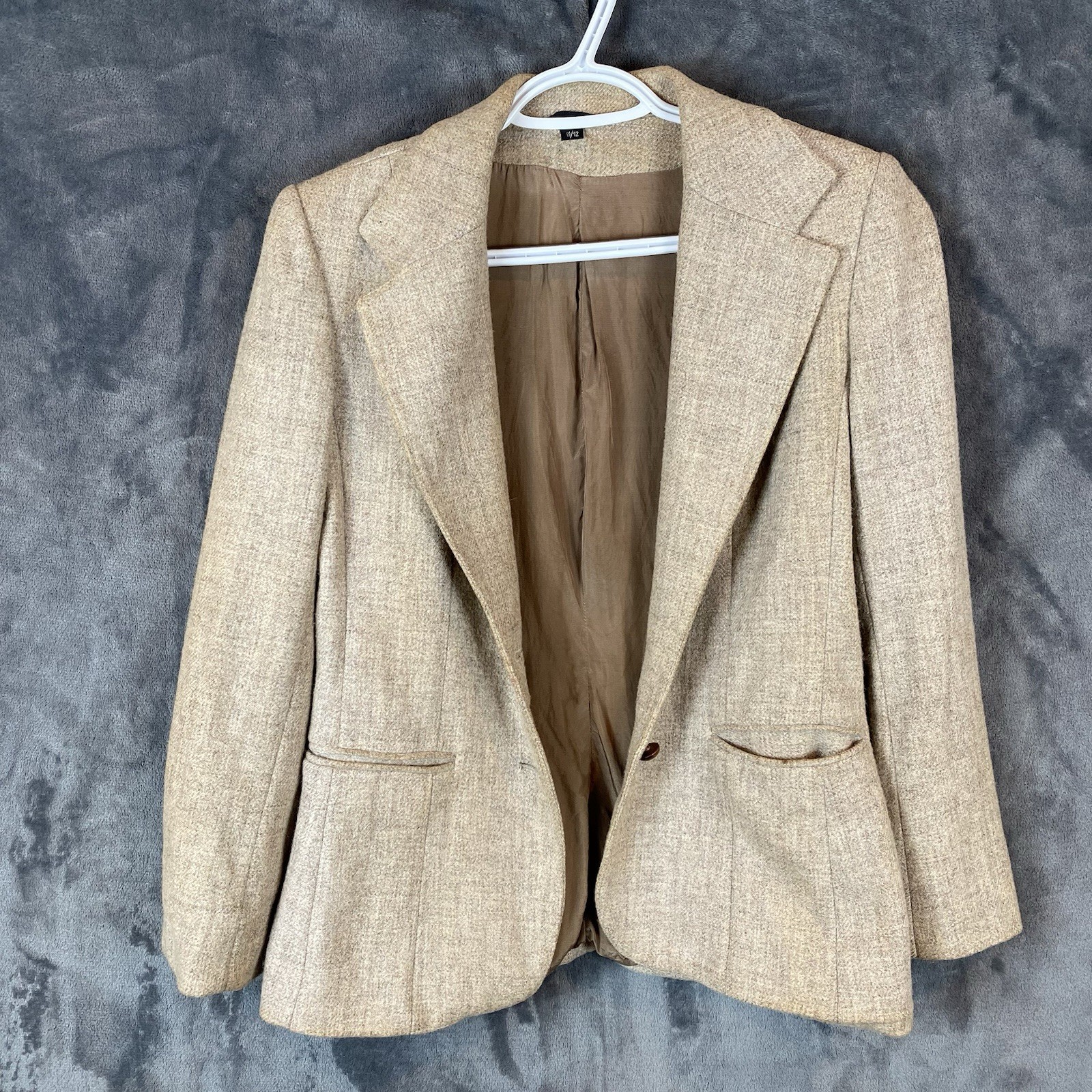 Peabody House Women’s Vintage Tweed Blazer, Wool, Made in Romania, Small