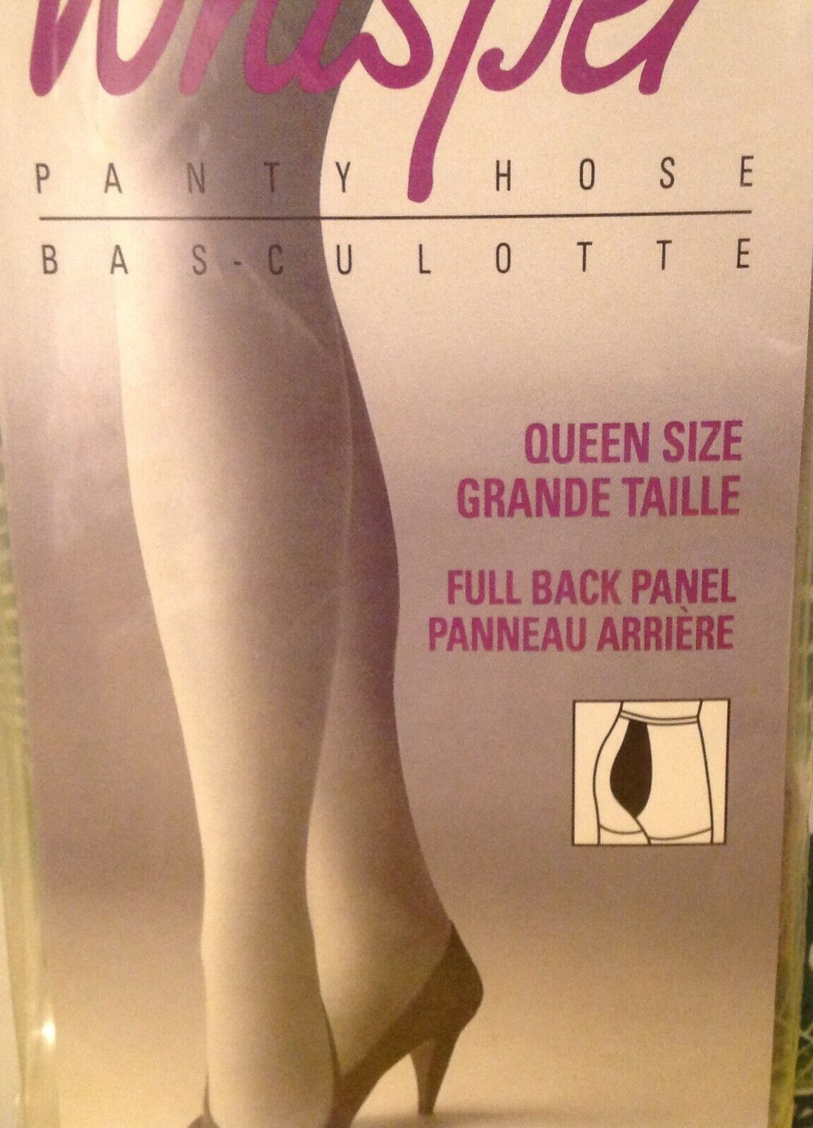 Vintage Pantyhose Whisper Full Back Panel Color Tender Grey Size Maxi BWHIS056