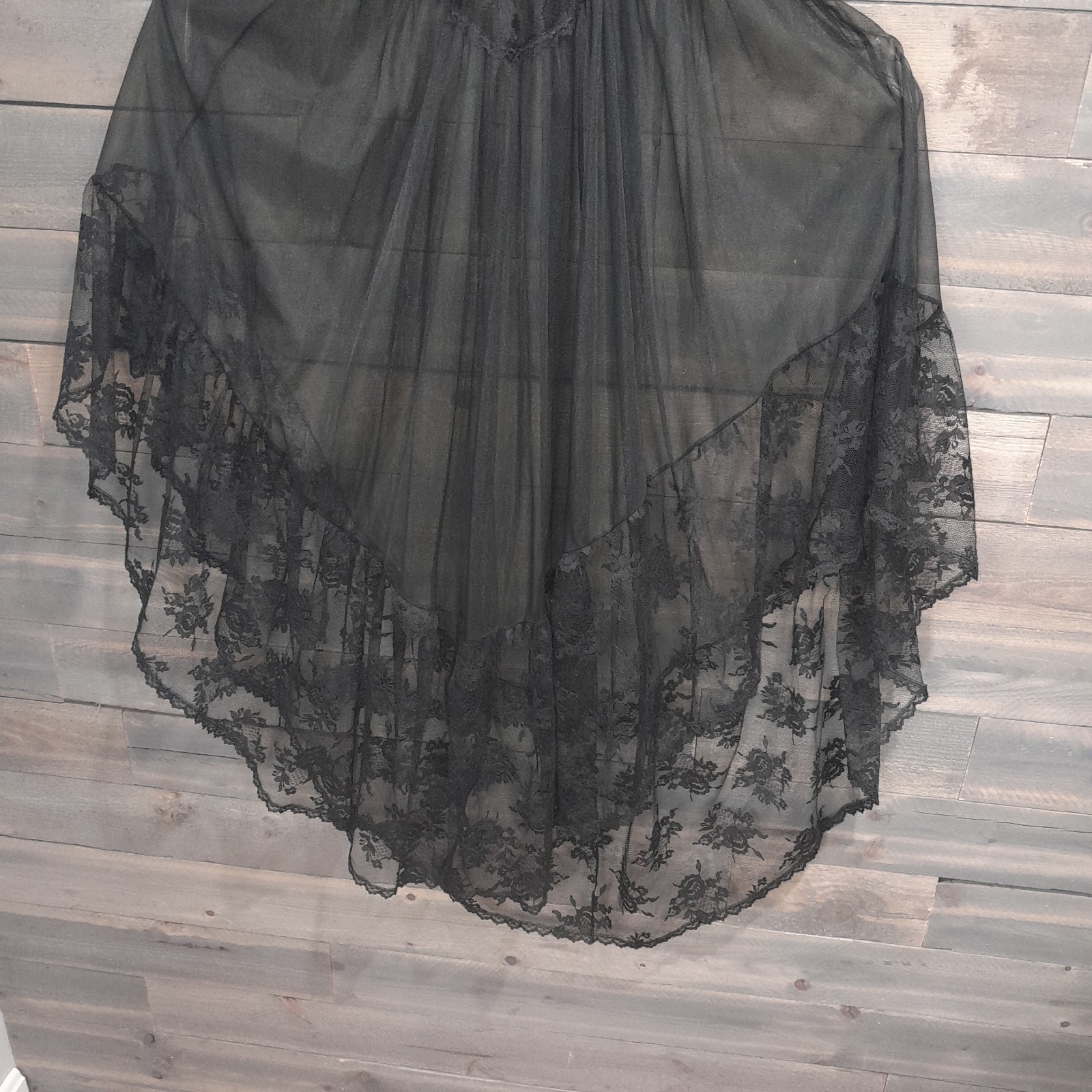 Treasures California Faris Lingerie Womens S Black Lace Faux Pearl Buttons Vtg