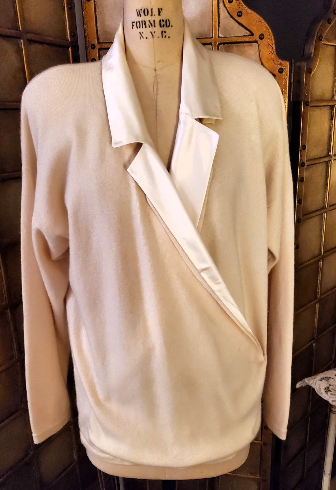 Vintage Donna Karan Black Label Italian Cashmere Sweater with Silk Insert