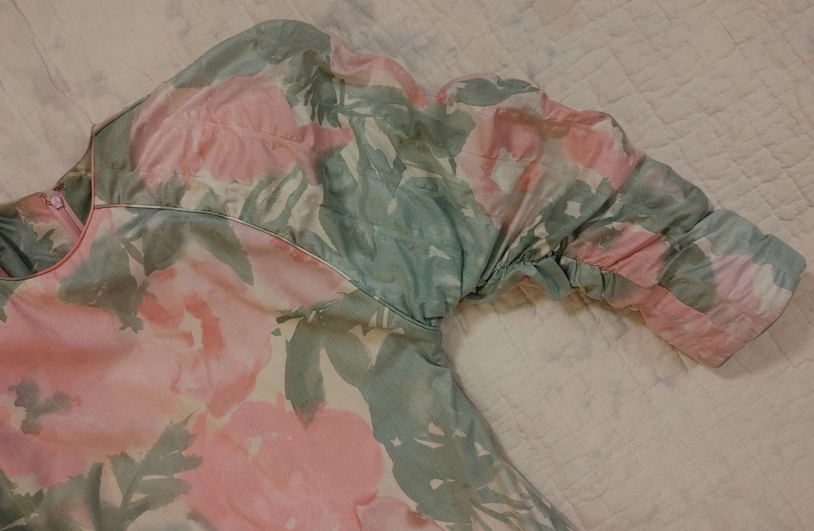 Vintage Barboglio Cristina Jan Floral Puff Sleeve Dress 80s Couture Party Prom 6