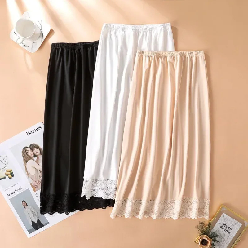 3 Lengths Basic Underskirt Modal Female Half Length Skirt Lace Slip Innerwear.