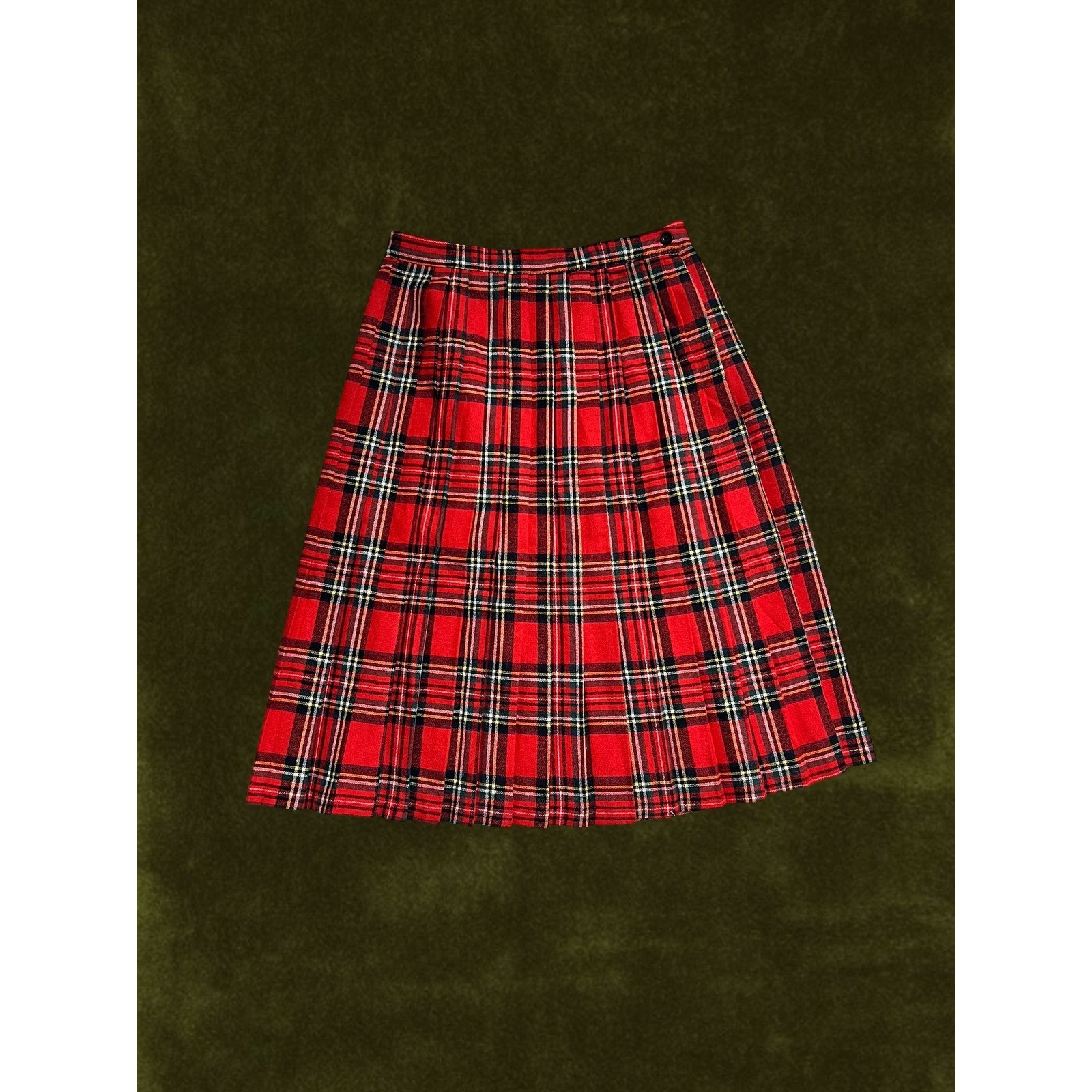 Vintage Rhapsody by Glazier 70s Red Plaid Pleated Skirt Punk Rock Midi Chicago