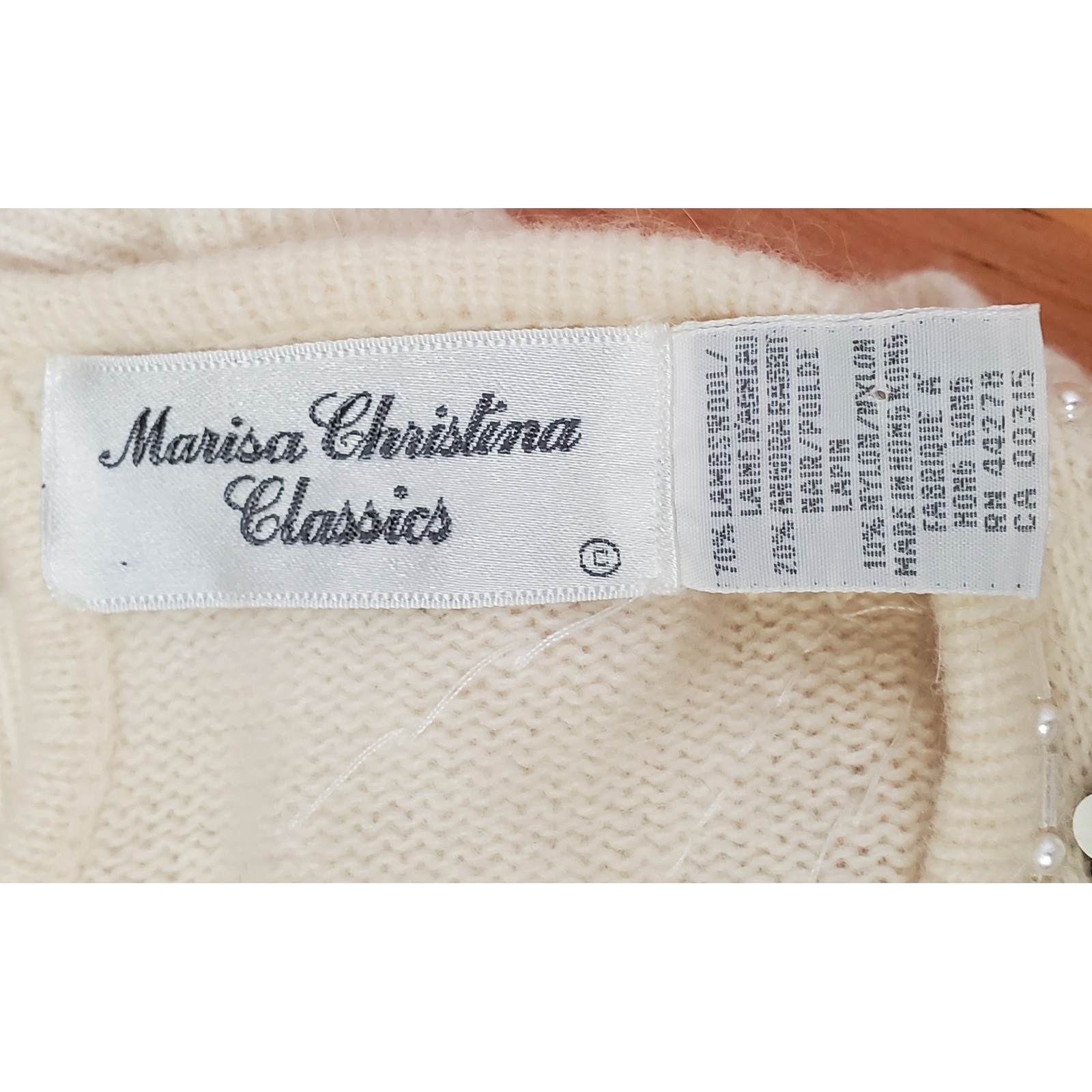 Vintage Marisa Christina Beaded Sequined Sweater Medium Angora Lambswool Y2K