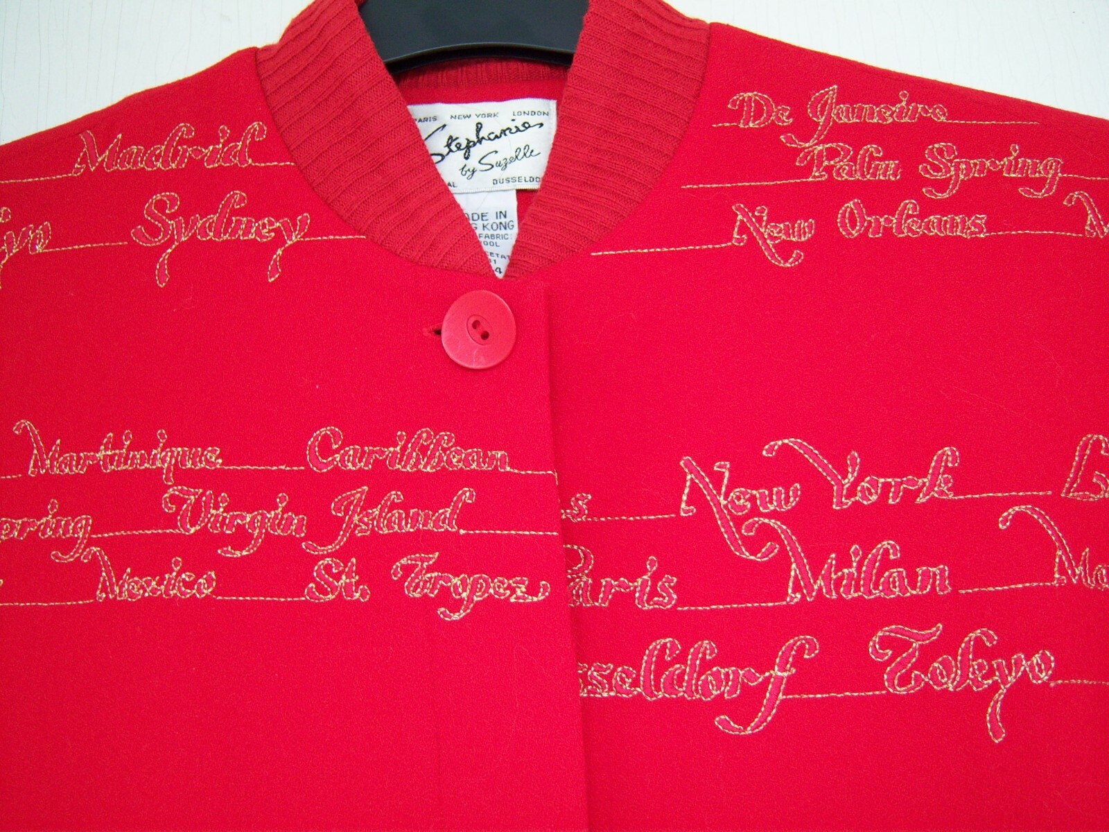 Vtg Stephanie by Suzelle Lightweight BomberJacket – Gold Embroidered – Size 4