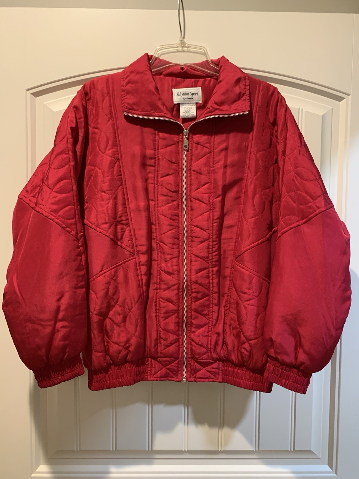 Janeve Rhythm Sport 2 Pc Windbreaker Track Suit Red Wine 100% Silk Sz M EUC!