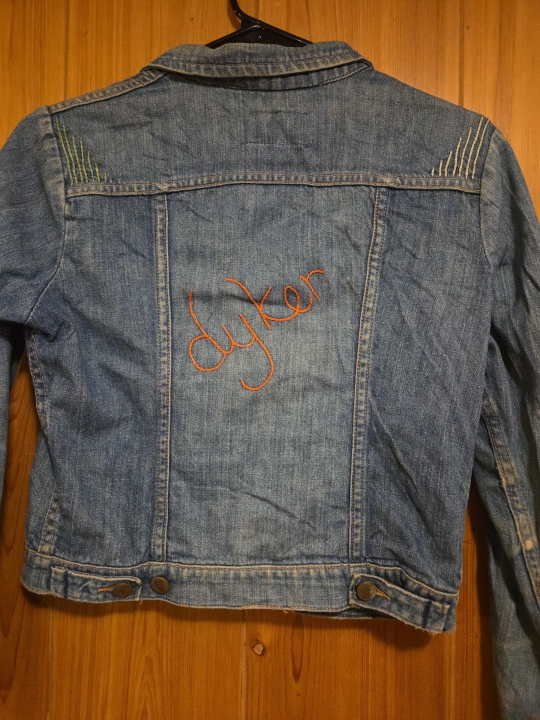 Vintage OOAK RARE 70s 80s Wrangler Sz 16 Denim Jacket Embroidered „dyker” 17×19