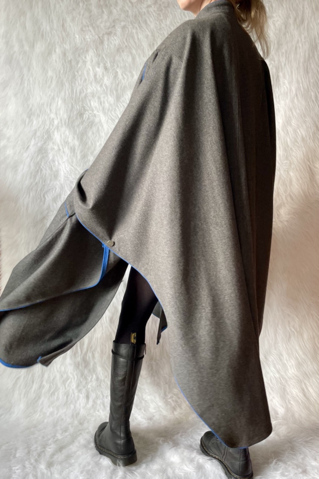 Vintage West Germany Wool Cape Coat | Avant-Garde Oversized Cloak | Minimalism