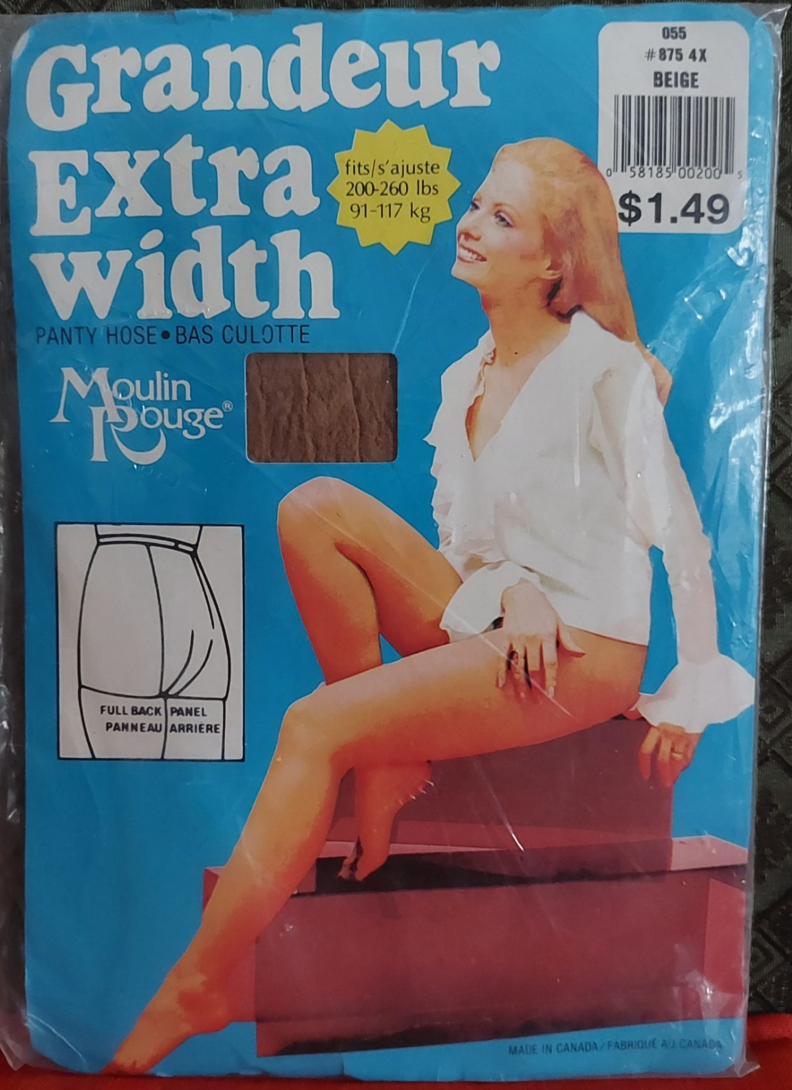Vintage Pantyhose Rare Moulin Rouge Color Beige Queen 4X BFRIP2
