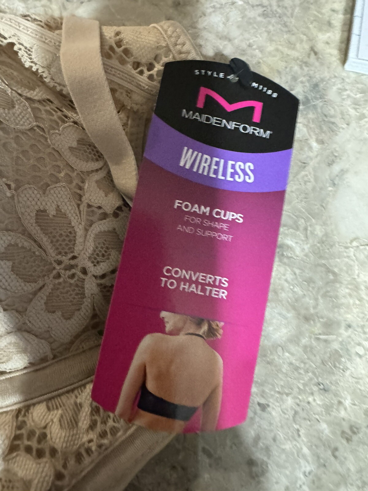 VINTAGE MAIDENFORM WIRELESS FOAM CUP CONVERTS TO HALTER BRA! 34 C