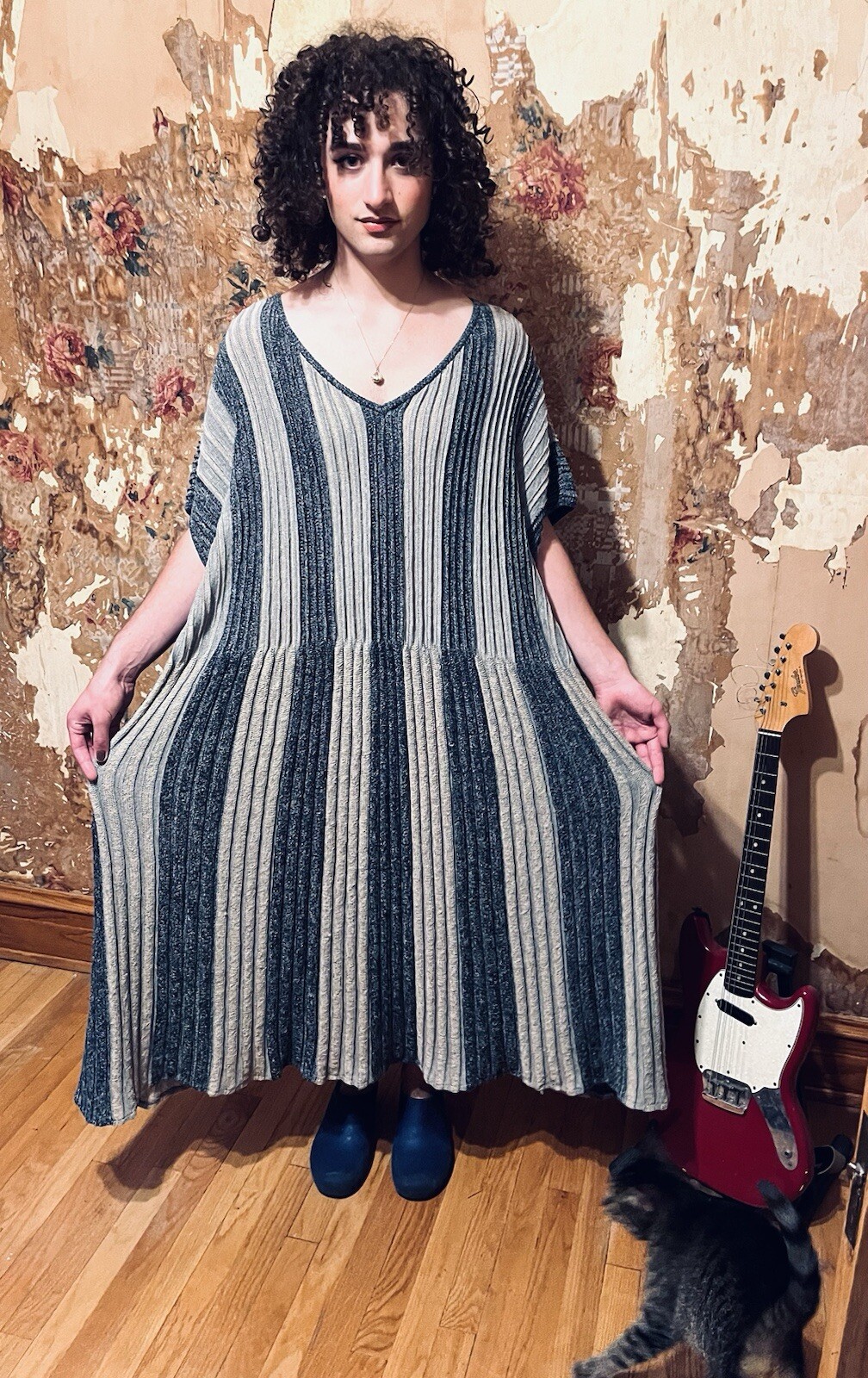 Issey Miyake 1986 S/S Brush Tag Vintage Striped Linen Maxi Dress