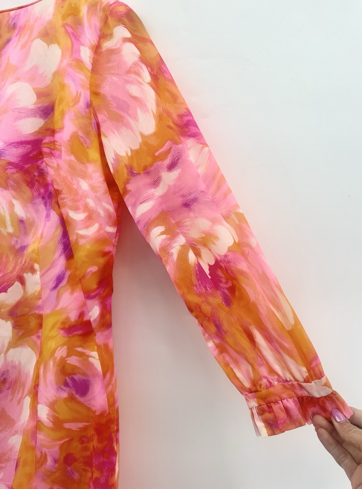 Vintage Parisa Honolulu Hawaiian M Floral Maxi Dress Pink Orange Mod Shift QQ35