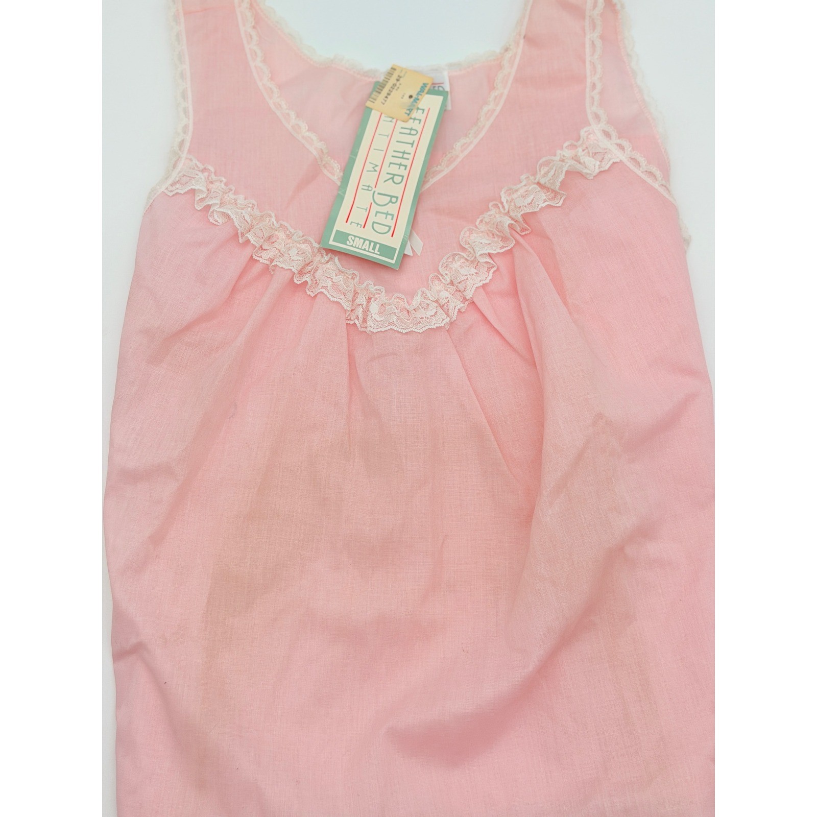 Vintage Feather Bed Intimate Pink Lace Sleeveless Nightgown Maxi Dress Small NWT