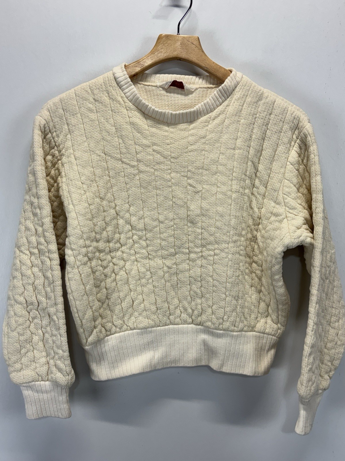 Vtg Sears Quilted Thermal Long John 2 Pc Set Sz M L Ivory 60s Flame Resistant