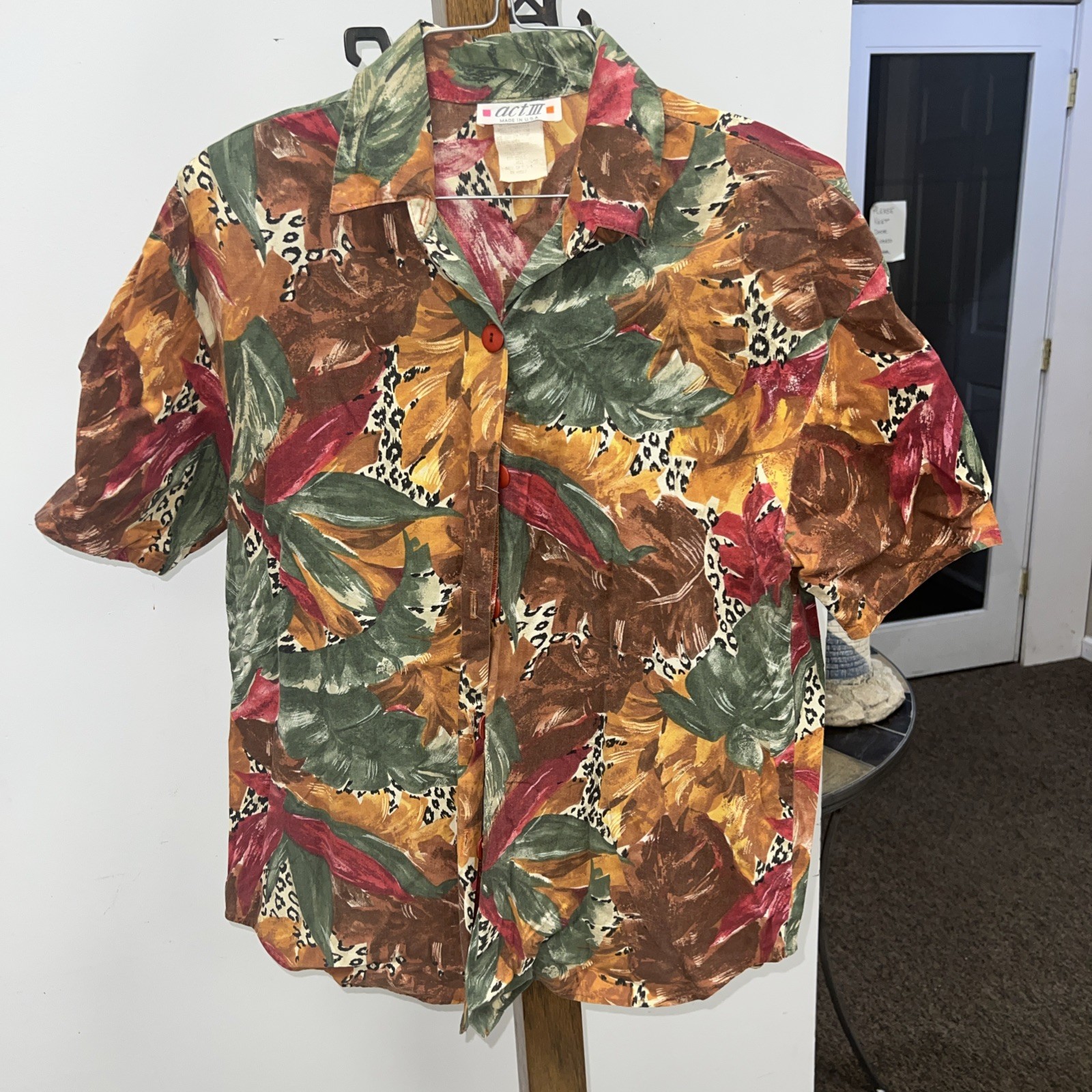 Vintage Act 3 Womens Button Front Short Vintage Top Size Large