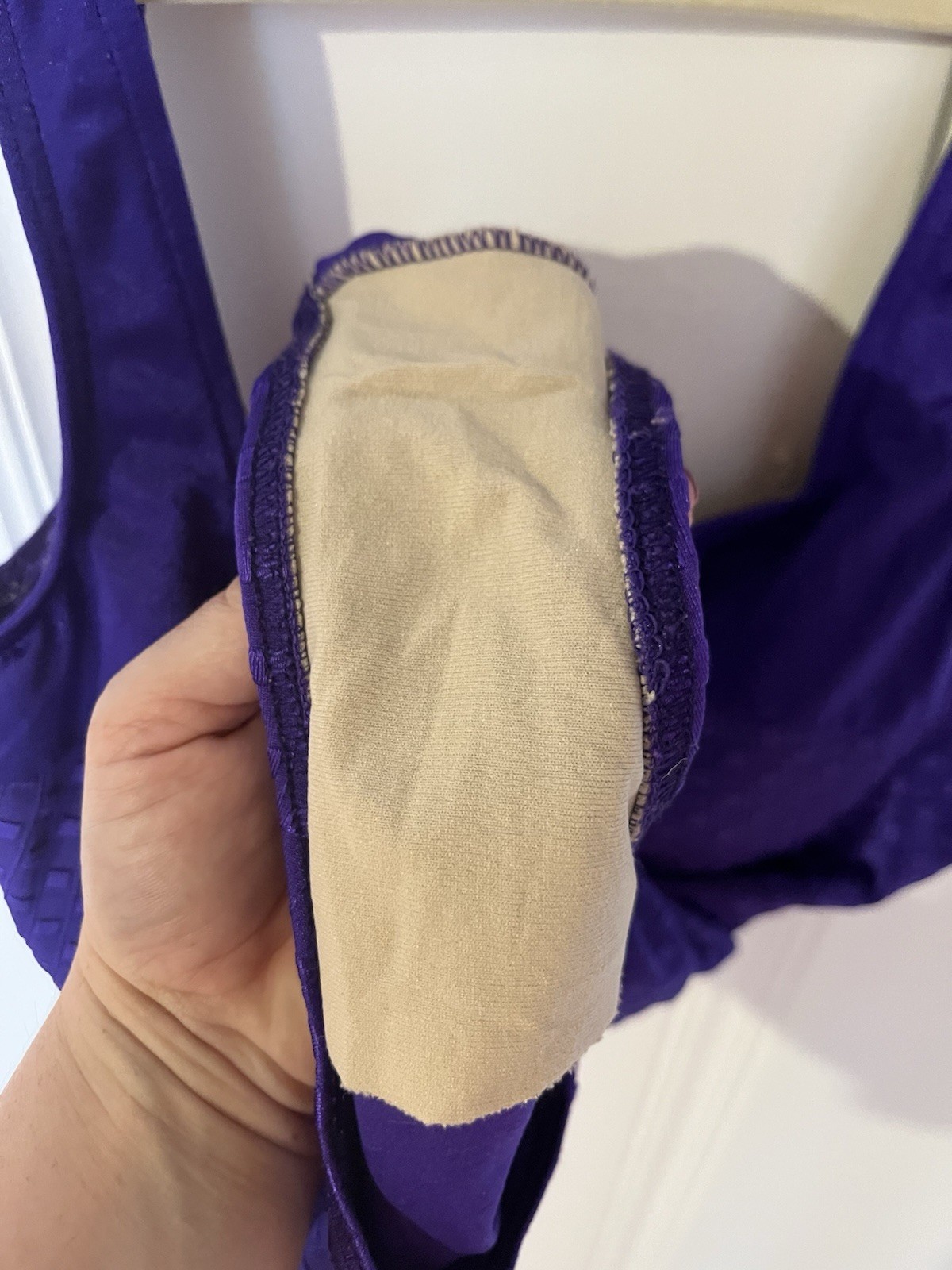 Vintage Maillot Batted 80s Swim Suit Size 12 C/D Purple Geometric Padding