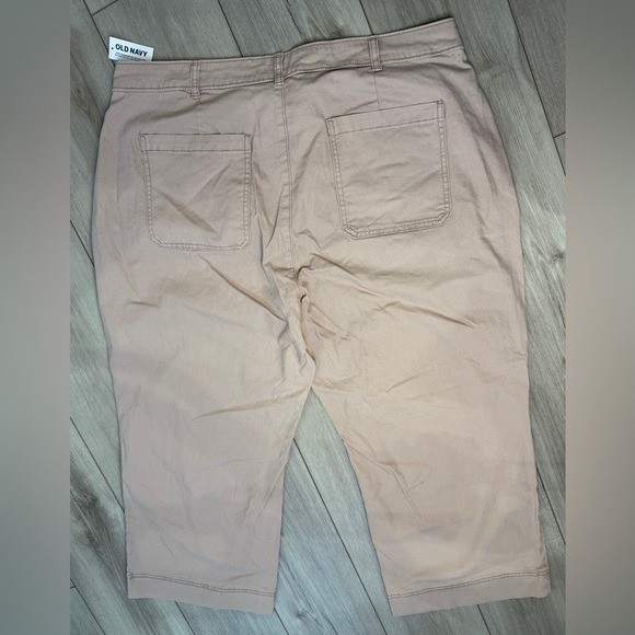 NWT Old Navy High Rise Wide Leg Pants 18 Petite Tan Pink Utility Patch Pocket