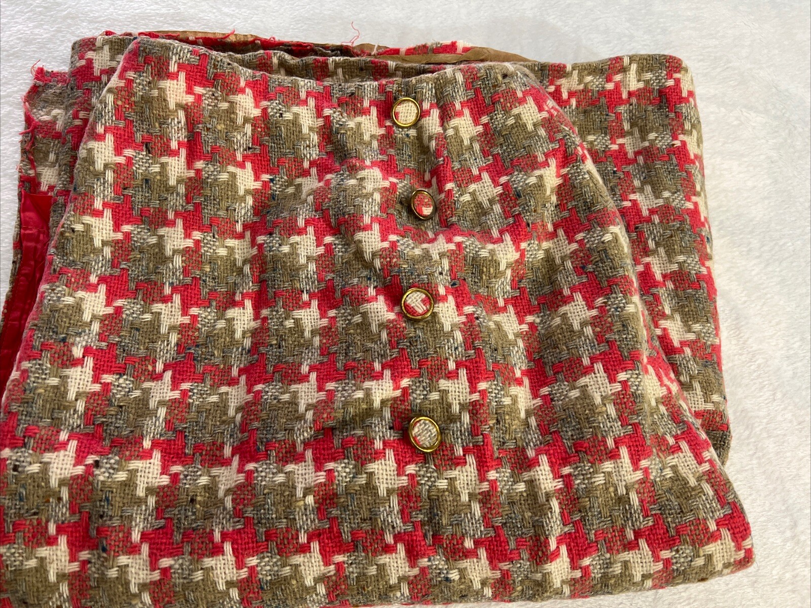 VTG McMullen MCM Skirt Tag Size 10 Multi Colored Weaved Fabric Buttons Pocket
