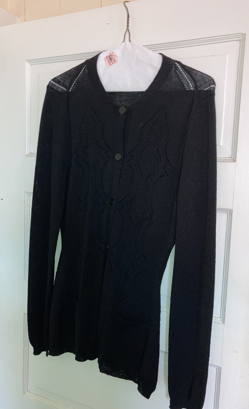 Late 90’s Vintage Black Knit Long Sleeved, Tapered Button Front, S/M, No Labels