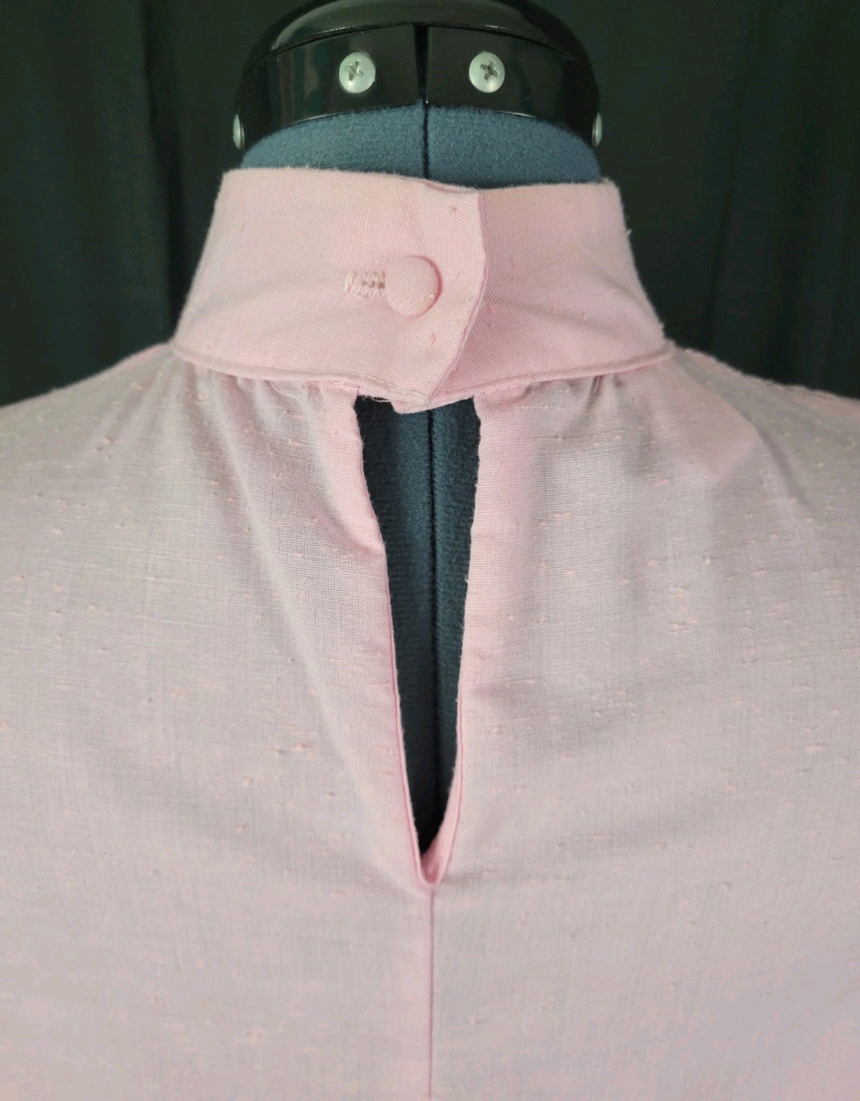 Vintage At Once Pink Drop Shoulder Blouse w Lace Neckline Size Small