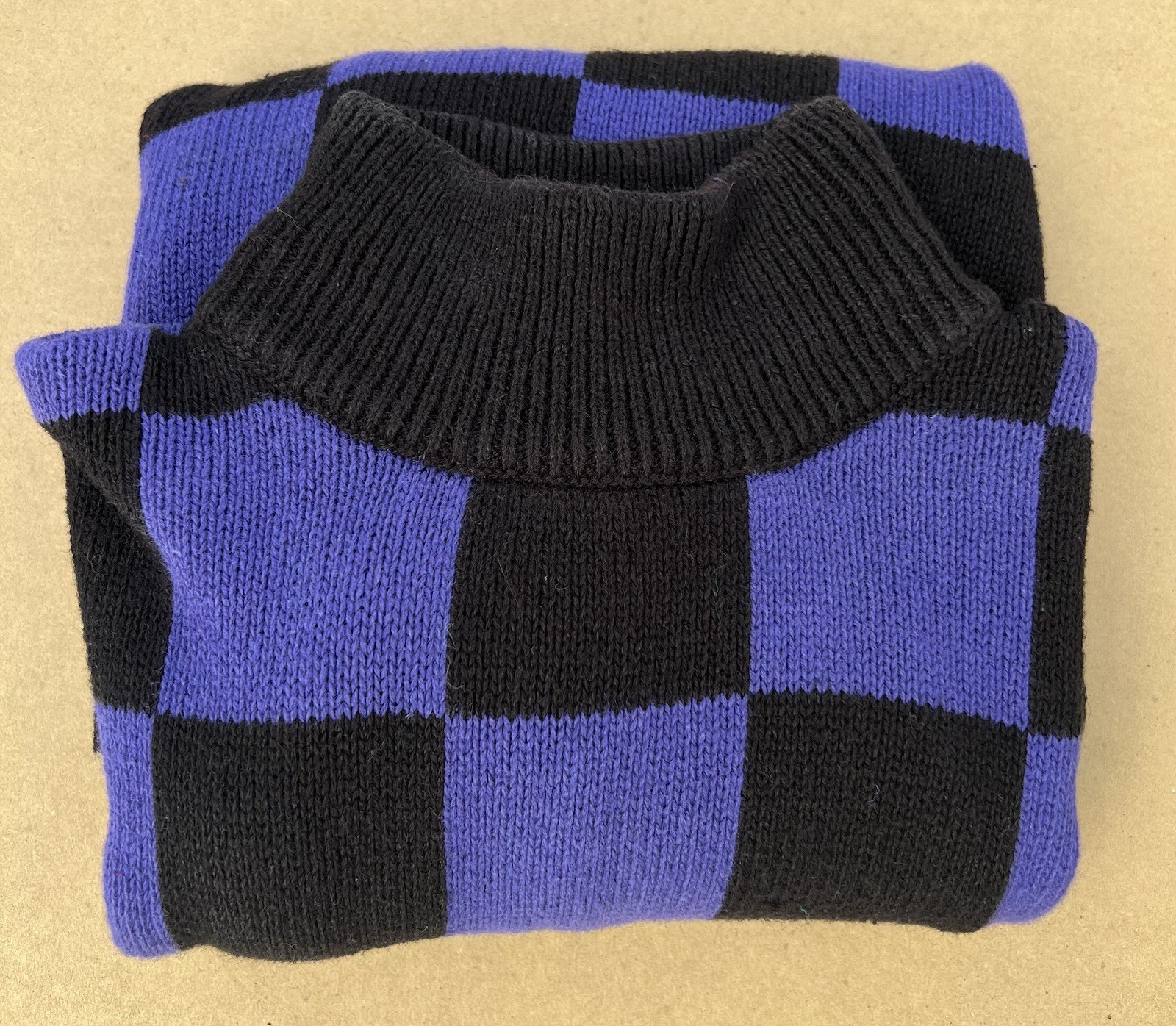 VTG Nordstrom Sweater Womens Sz M 80s 90s Checkerboard Black Purple Brass Plum