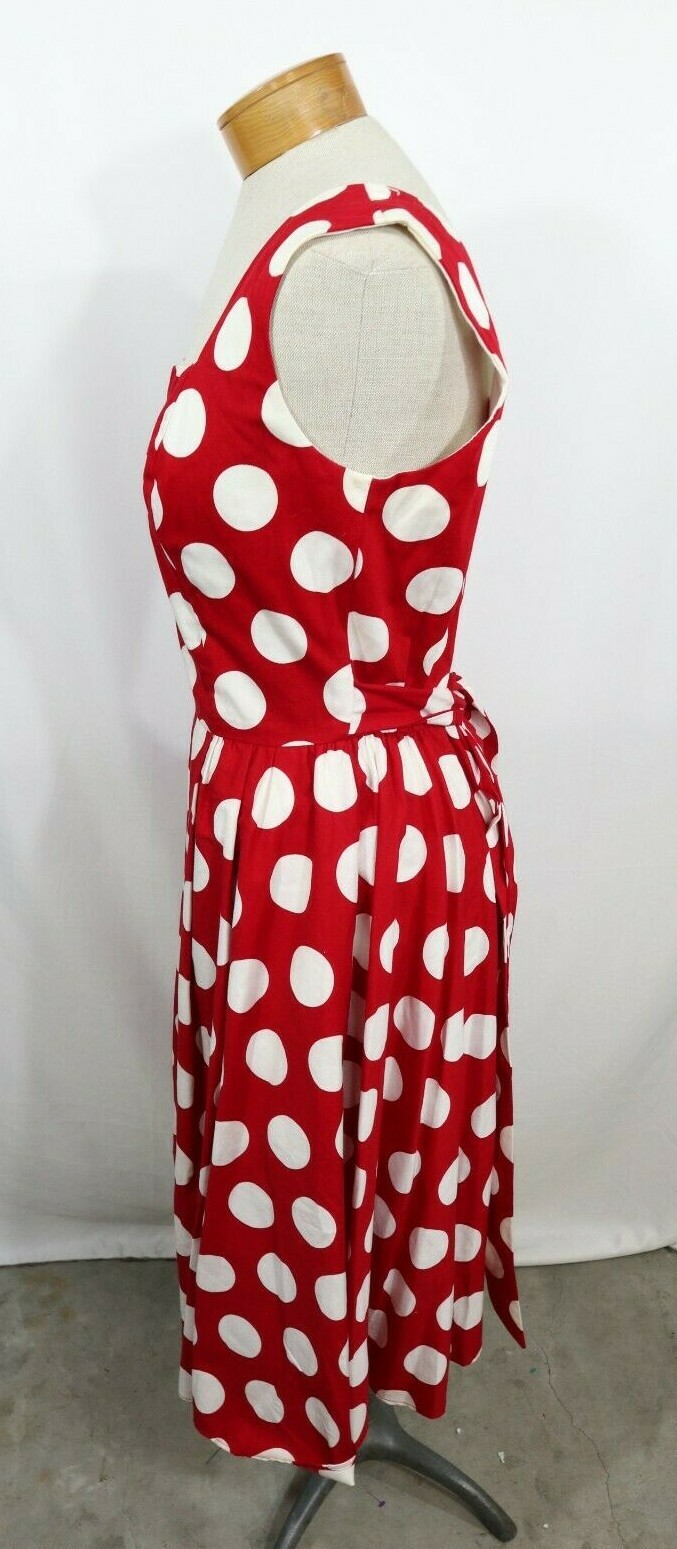 Vintage Ned Gould N.R1 Polka Dot Bombshell Retro Rockabilly Dress Size 8 USA