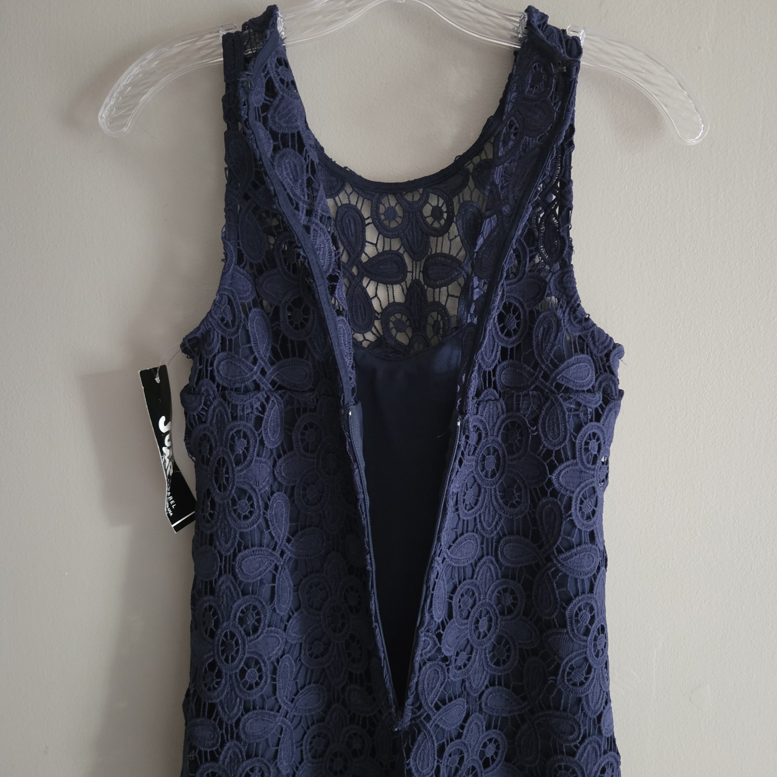 NWT Vtg Jump Apparel by Wendy Chaitin Navy Lace Dress USA 5/6 Floral Evening