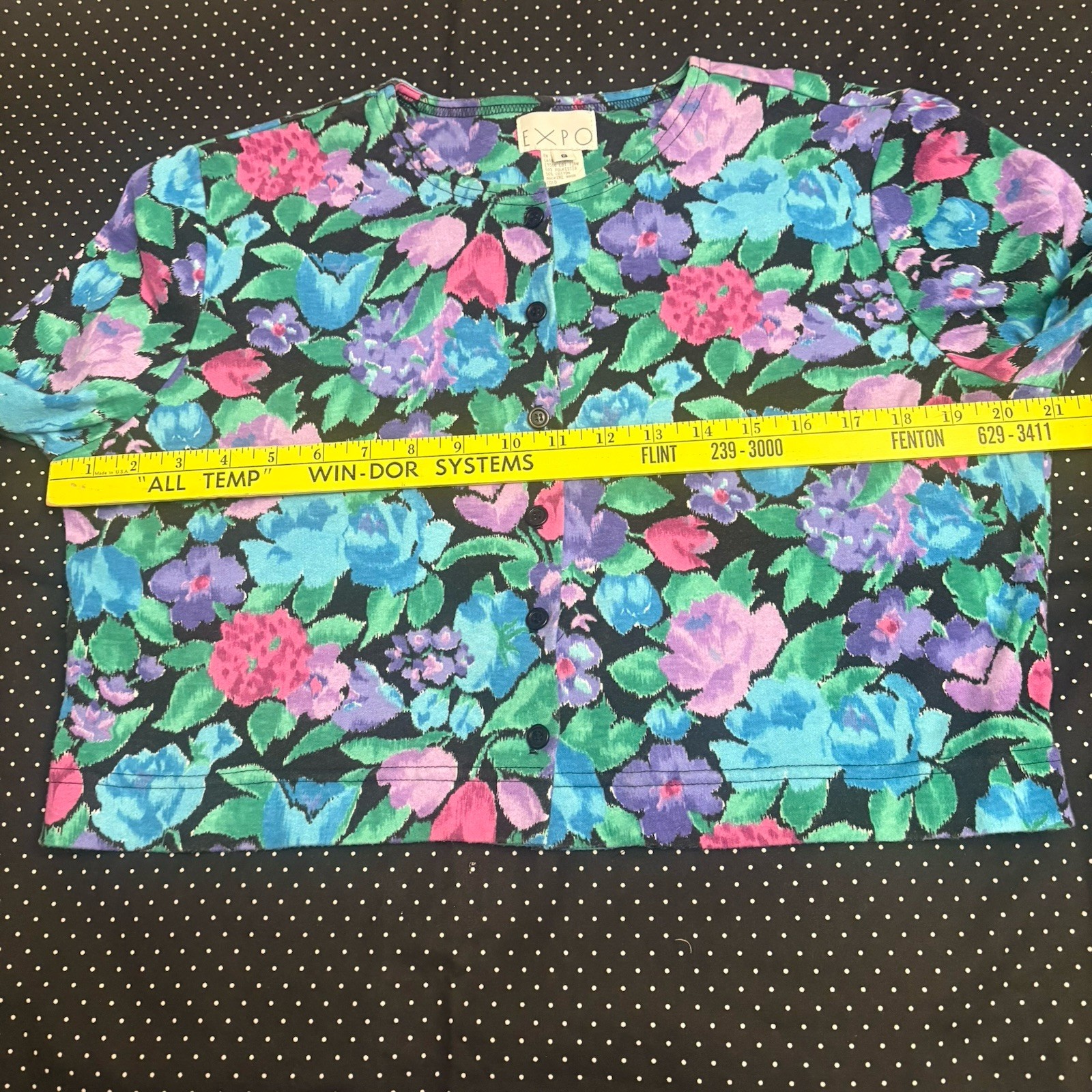 Vintage Floral Skirt Set Expo Womens Size 8 Button Up Crop Top 80s Does 40s