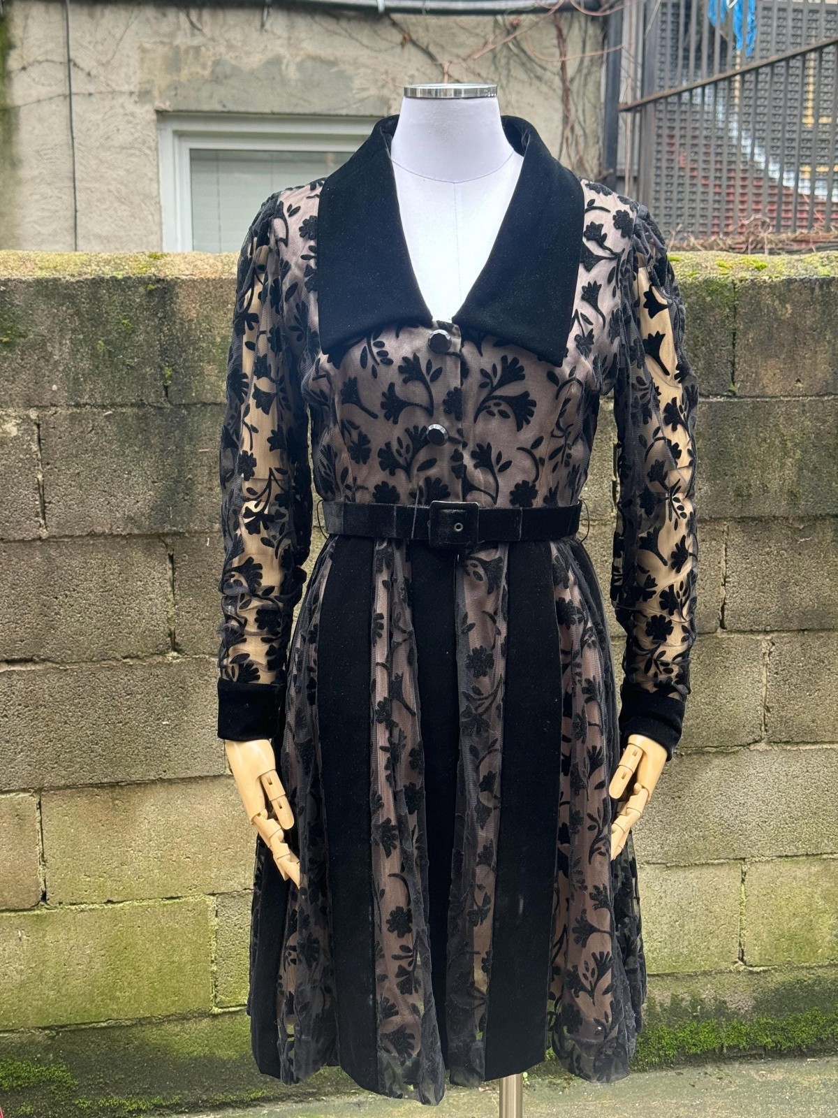 1980s Givenchy Couture Flocked Velvet Dress – RARE – 1940s Style