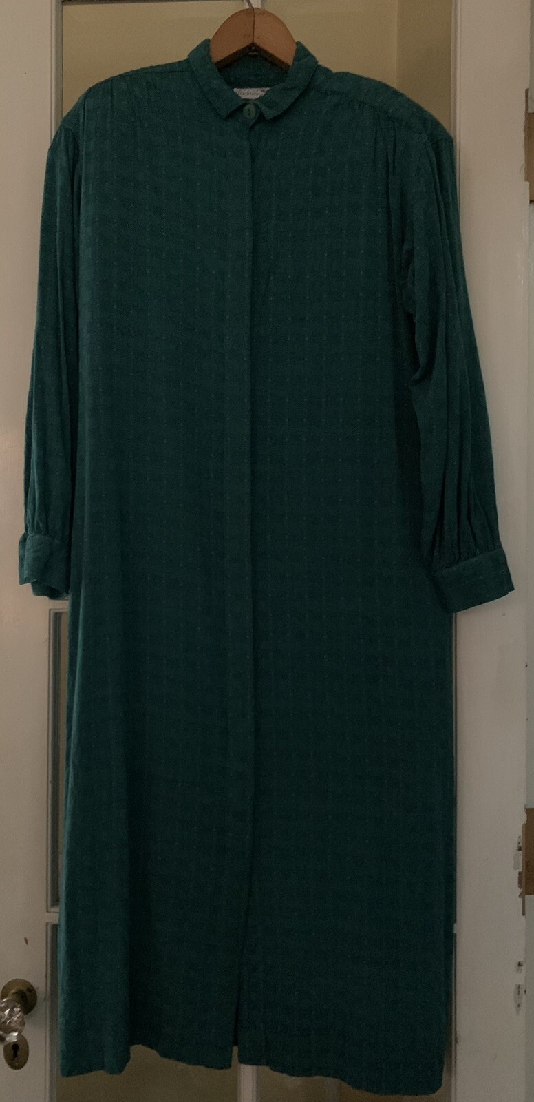 Vintage Young Traditions Sheath Pencil Dress Small ? Teal Plaid Buttons Collar**