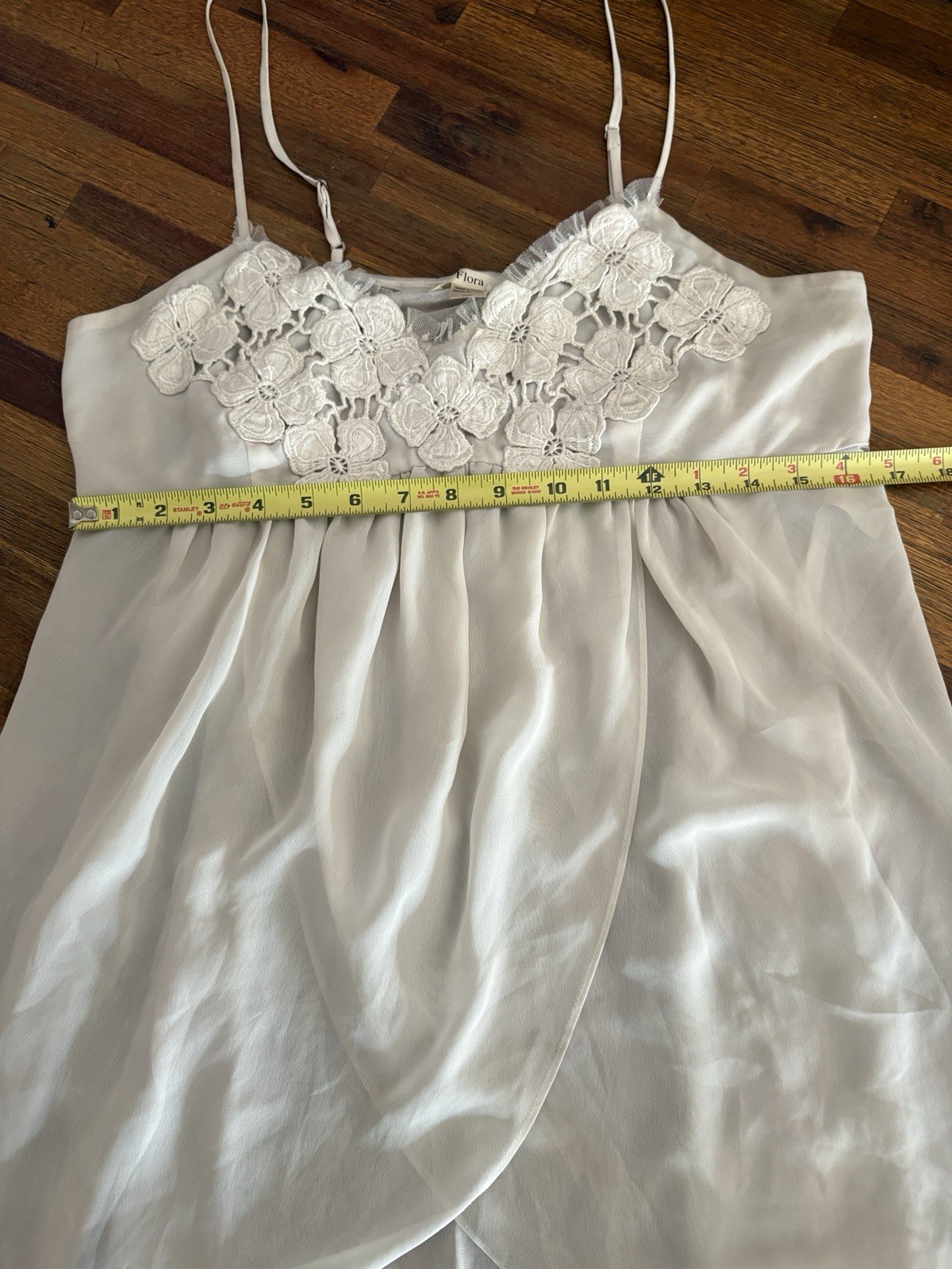 Vintage Flora Sheer Camisole XL Light Gray Babydoll Nightie Floral Design 1990s