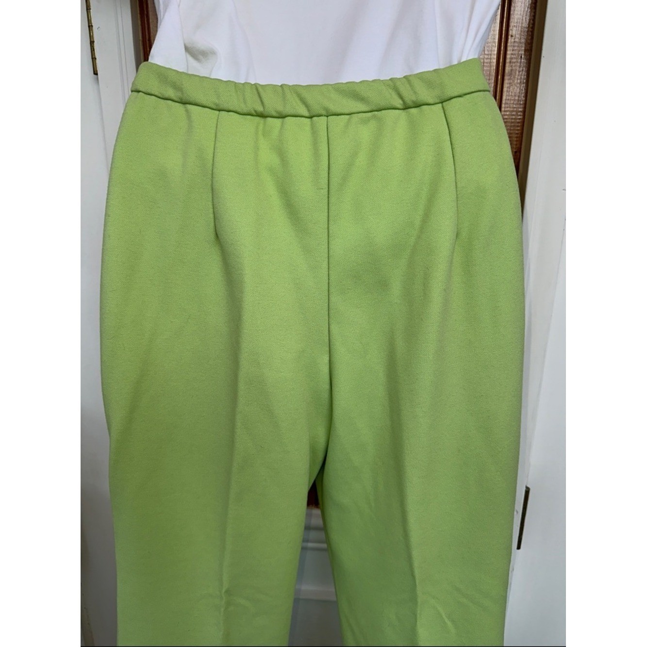 Vtg 60s/70s Donovan Galvani Lime Green Wide-Leg Women’s Pull on Polyester Pants