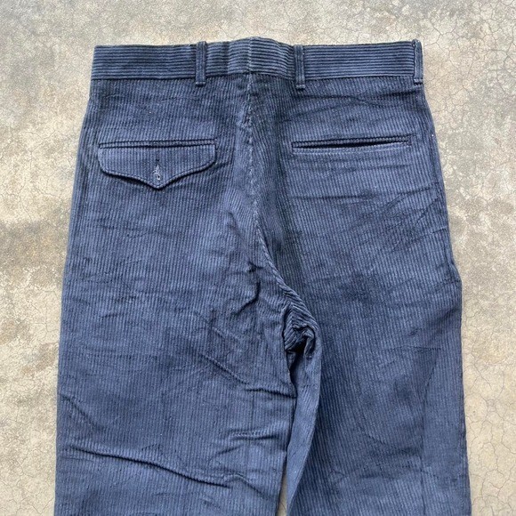 Vintage 70s/80s navy blue corduroy trouser pants Scovill zipper 28″ waist