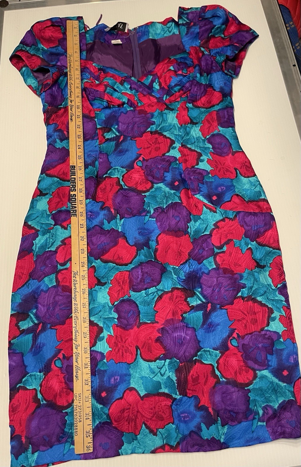 Vintage 80s Gillian Floral Silk Dress Sweetheart Neck line Lined Size 10 Glamour
