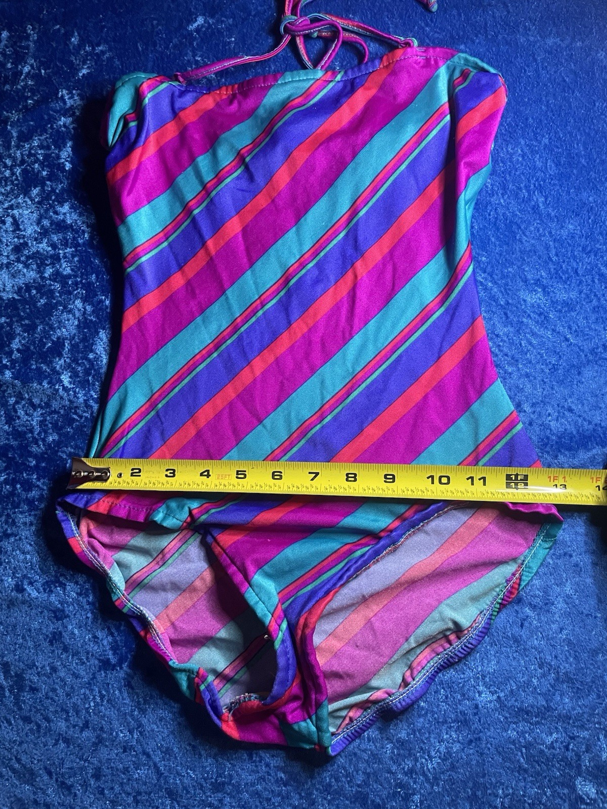Vintage Cole Of California Swimsuit Size 10 Purple Blue Stripe